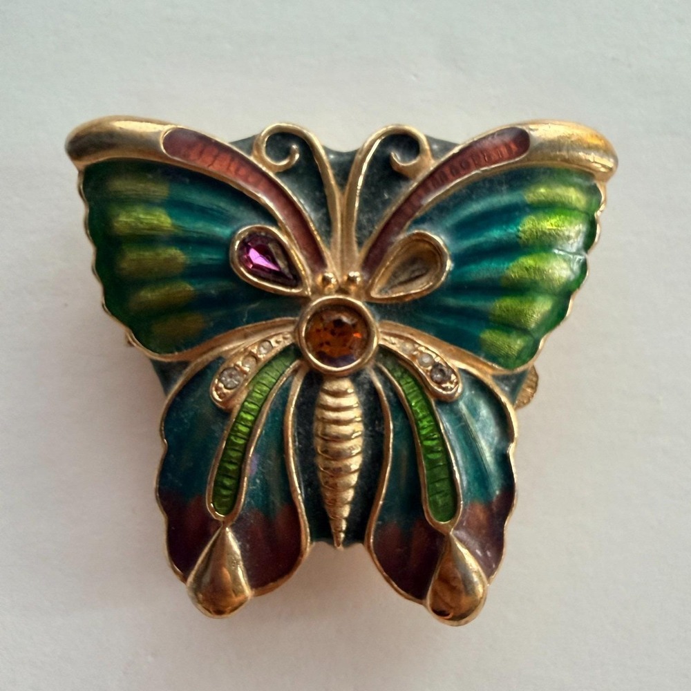Estee Lauder Solid Perfume White Linen Green Enamel Butterfly